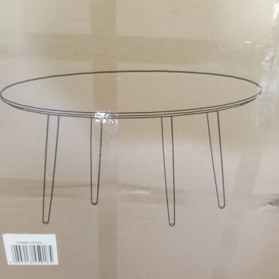 BOXED AMY VINTAGE ROUND COFFEE TABLE - WALNUT VENEER/BLACK 