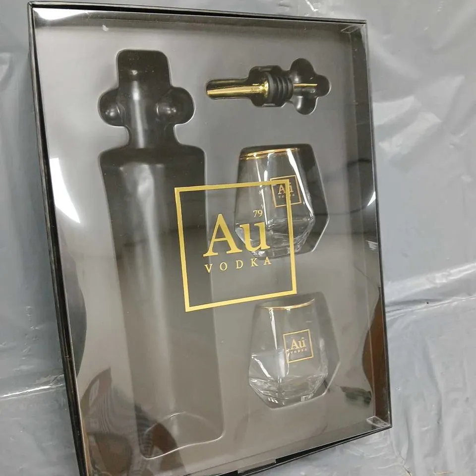 AU VODKA ACCESSORIES TO INCLUDE GLASSES & POURER - COLLECTION ONLY