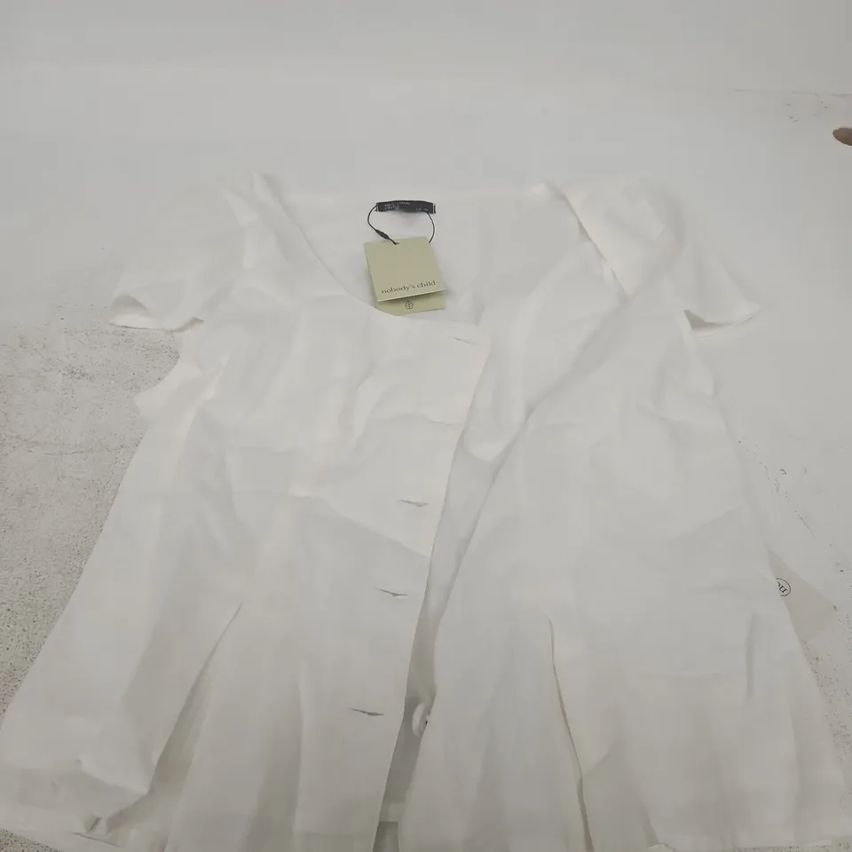 NOBODY'S CHILD WHITE WAISTCOAT BLOUSE, UK 12 