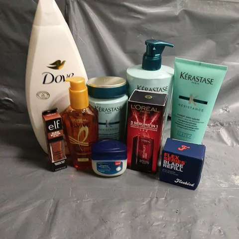 APPROXIMATELY 20 ASSORTED HEALTH & BEAUTY PRODUCTS TO INCLUDE KERASTASE RESISTANCE HAIRCARE, L'OREAL TRI-PEPTIDES SERUM, ELF GLOW REVIVER LIP OIL, ETC