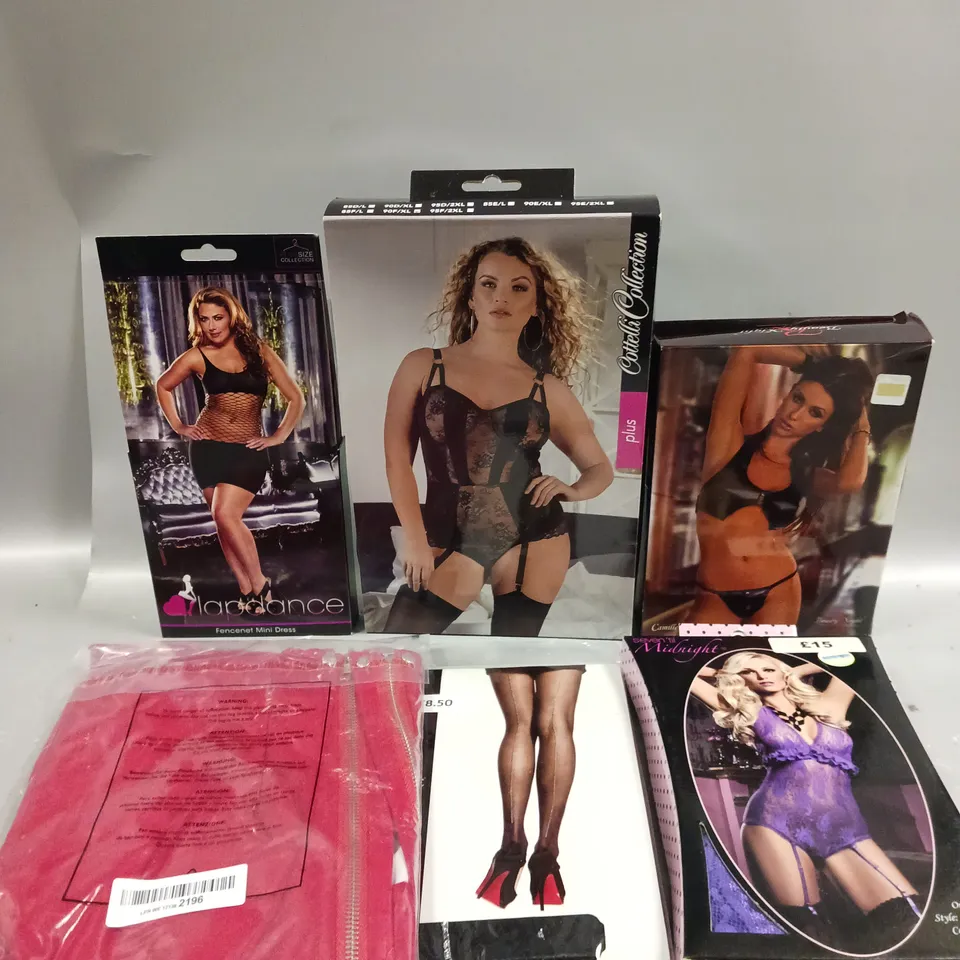 APPROXIMATELY 30 ASSORTED ADULT THEMED CLOTHING PRODUCTS IN VARIOUS STYLES & SIZES 