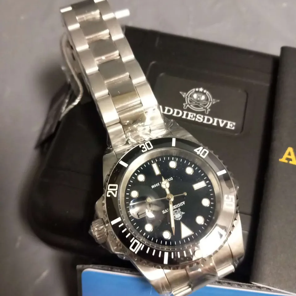 BOXED ADDIESDIVE DEEP SEA HUNTER STAINLESS STEEL WRIST WATCH