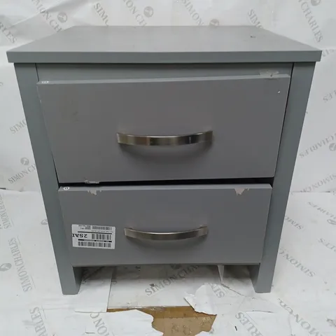 GREY 2-DRAWER BEDSIDE CABINET / COLLECTION ONLY