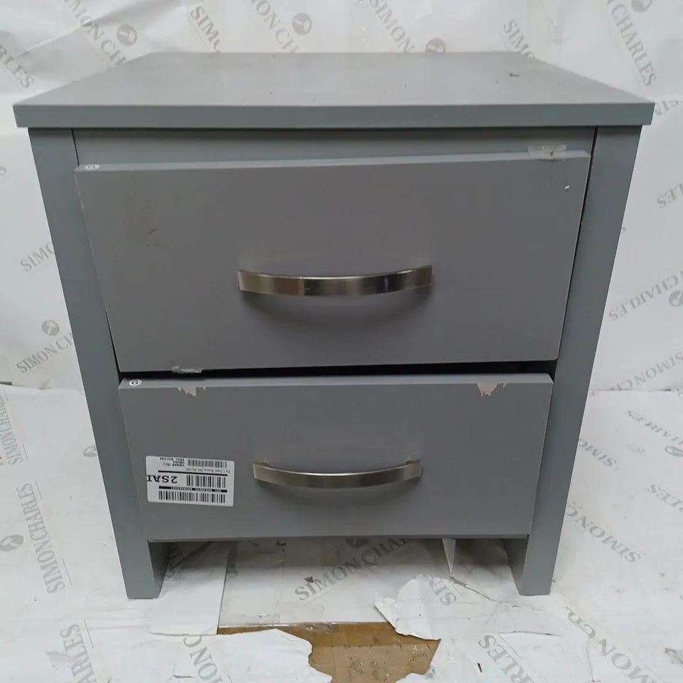 GREY 2-DRAWER BEDSIDE CABINET / COLLECTION ONLY