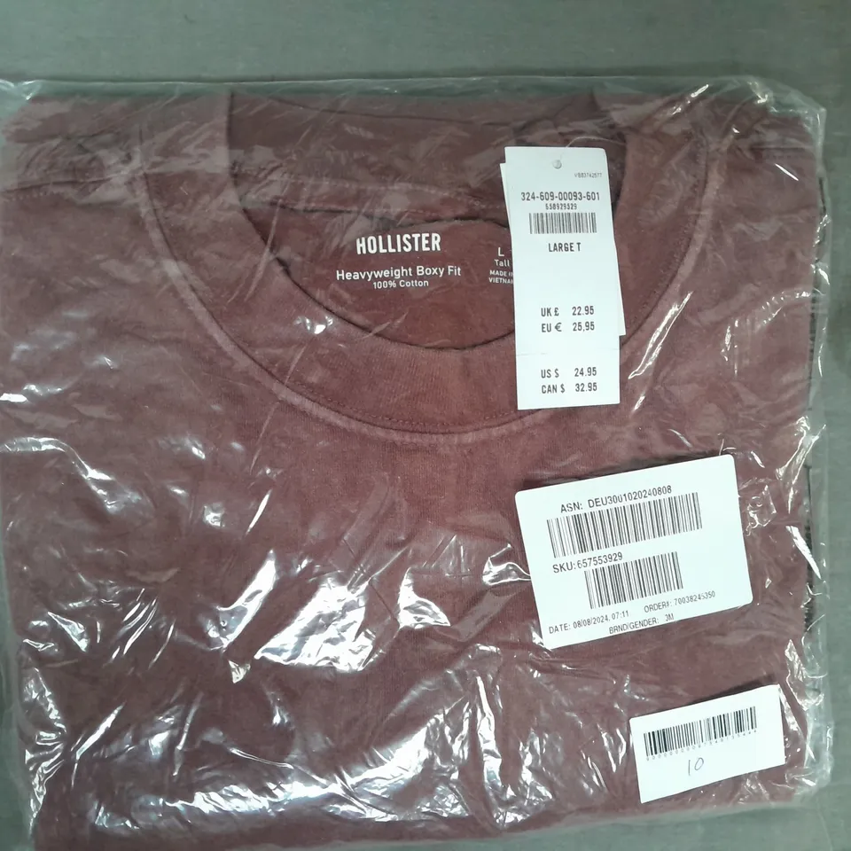 HOLLISTER CREW-NECK TOP IN BURGUNDY SIZE LARGE