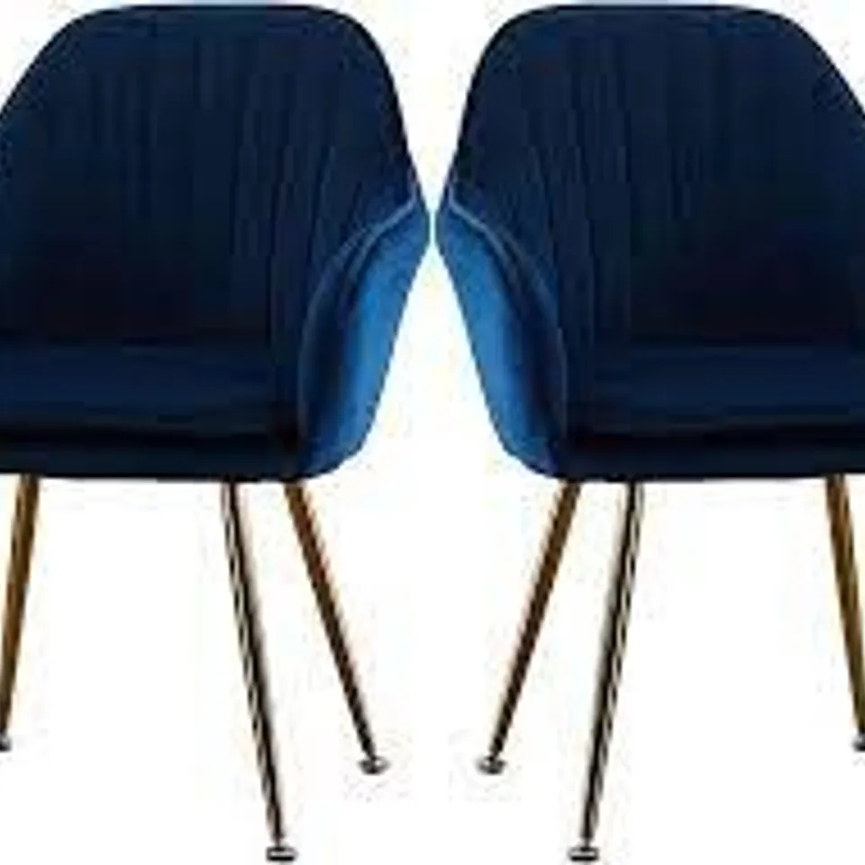 PAIR OF ALISHA BRASS LEGGED DINING CHAIRS - BLUE/BRASS (1 BOX) RRP £259.99