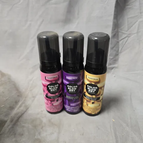 APPROXIMATELY 20 ASSORTED MATRIX BLOW DRY SPRAYS TO INCLUDE HOT PINK, BLOOMING ORCHID, GOLDEN BLONDE, ETC - COLLECTION ONLY