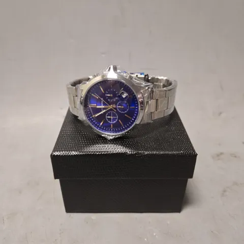 BOXED GLOBENFELD MARKSMAN WATCH IN SILVER/BLUE