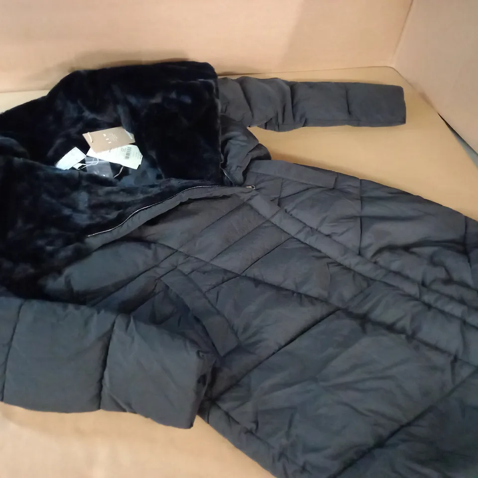 MONSOON BLACK PADDED COAT WITH OFF CENTRE ZIP - S