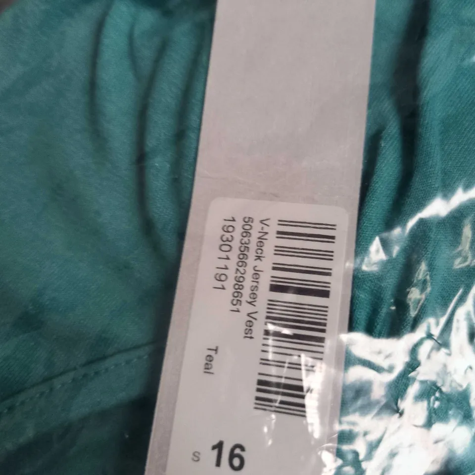 TEAL V-NECK JERSEY VEST TOP, WOMEN'S, UK SIZE 16