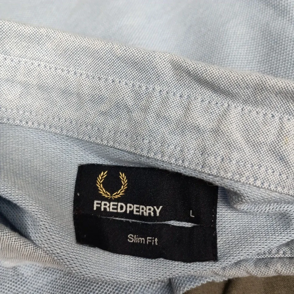 FRED PERRY SLIM FIT POLO SHIRT - LIGHT BLUE - MEN'S SIZE L