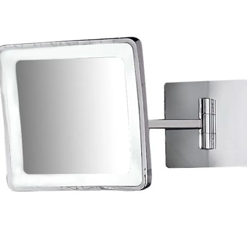 BOXED HULL LIGHTING LOW ENERGY 3X MAGNIFICATION ILLUMINATED LED BATHROOM VANITY MIRROR WALL MOUNTED SQUARE SINGLE-SIDED  19.5CM H X 32CM D