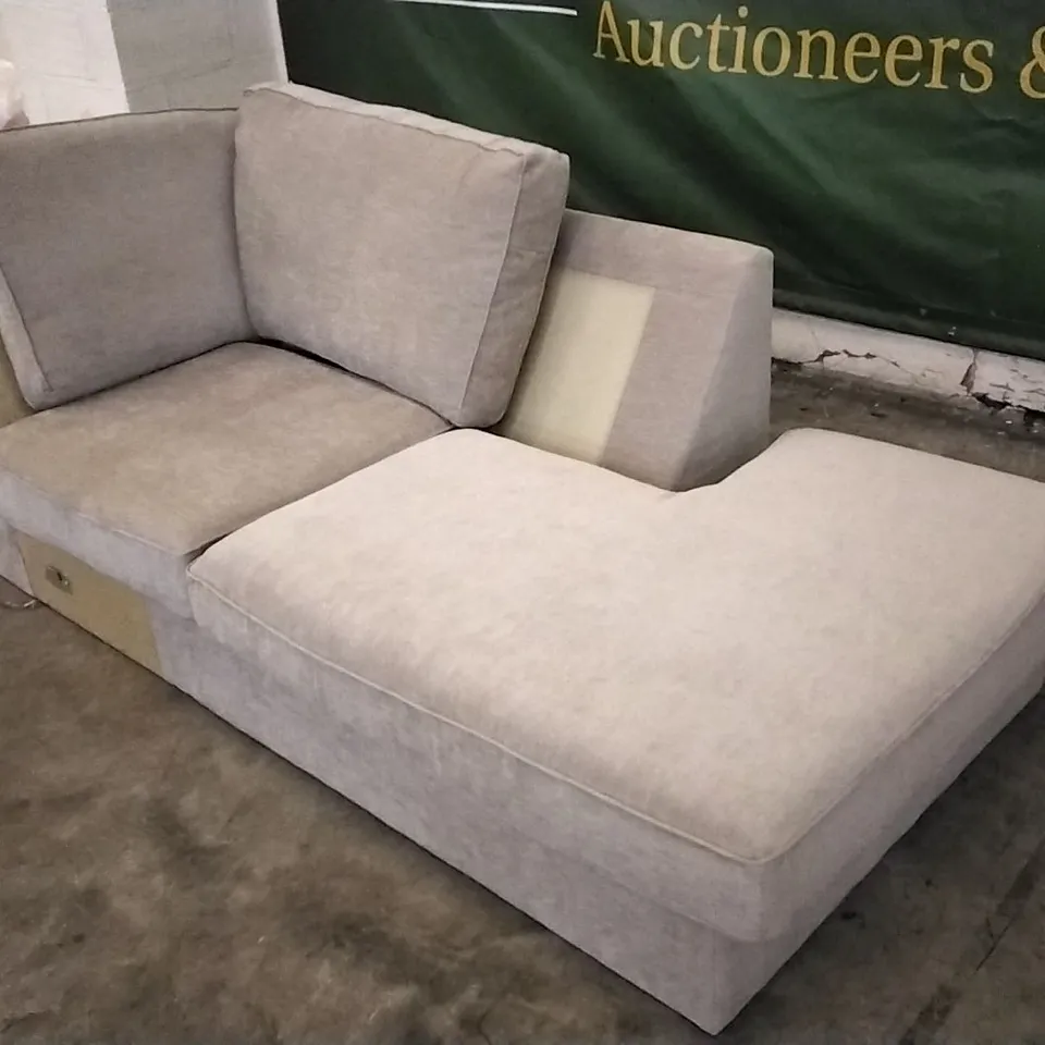 QUALITY BRITISH DESIGNER MINK FABRIC CORNER GROUP CHAISE SECTION