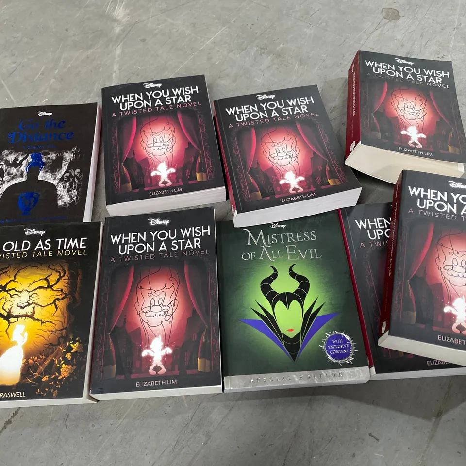 BOX OF APPROXIMATELY 10 ASSORTED BOOKS TO INCLUDE: WHEN YOU WISH UPON A STAR, MISTRESS OF ALL EVIL, AS OLD AS TIME