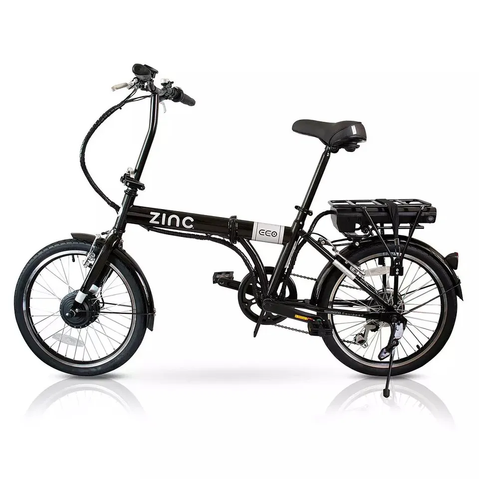 BOXED ZINC FOLDING ELECTRIC BIKE ECO // BLACK, 20" (1 BOX)