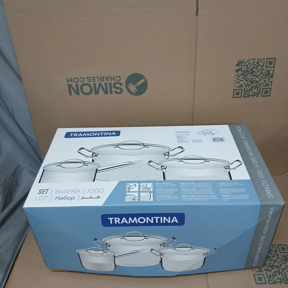 TRAMONTINA STAINLESS STEEL COOKWARE SET BOXED