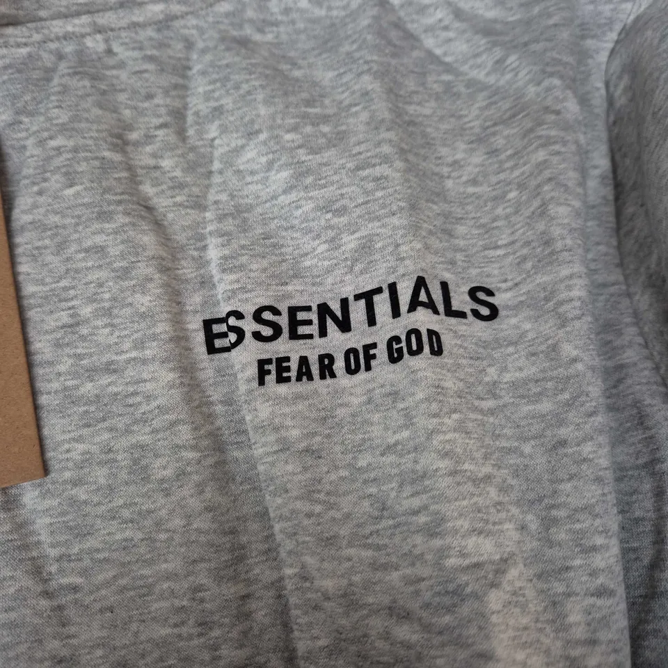 FEAR OF GOD ESSENTIALS HOODIE – GREY, SIZE M