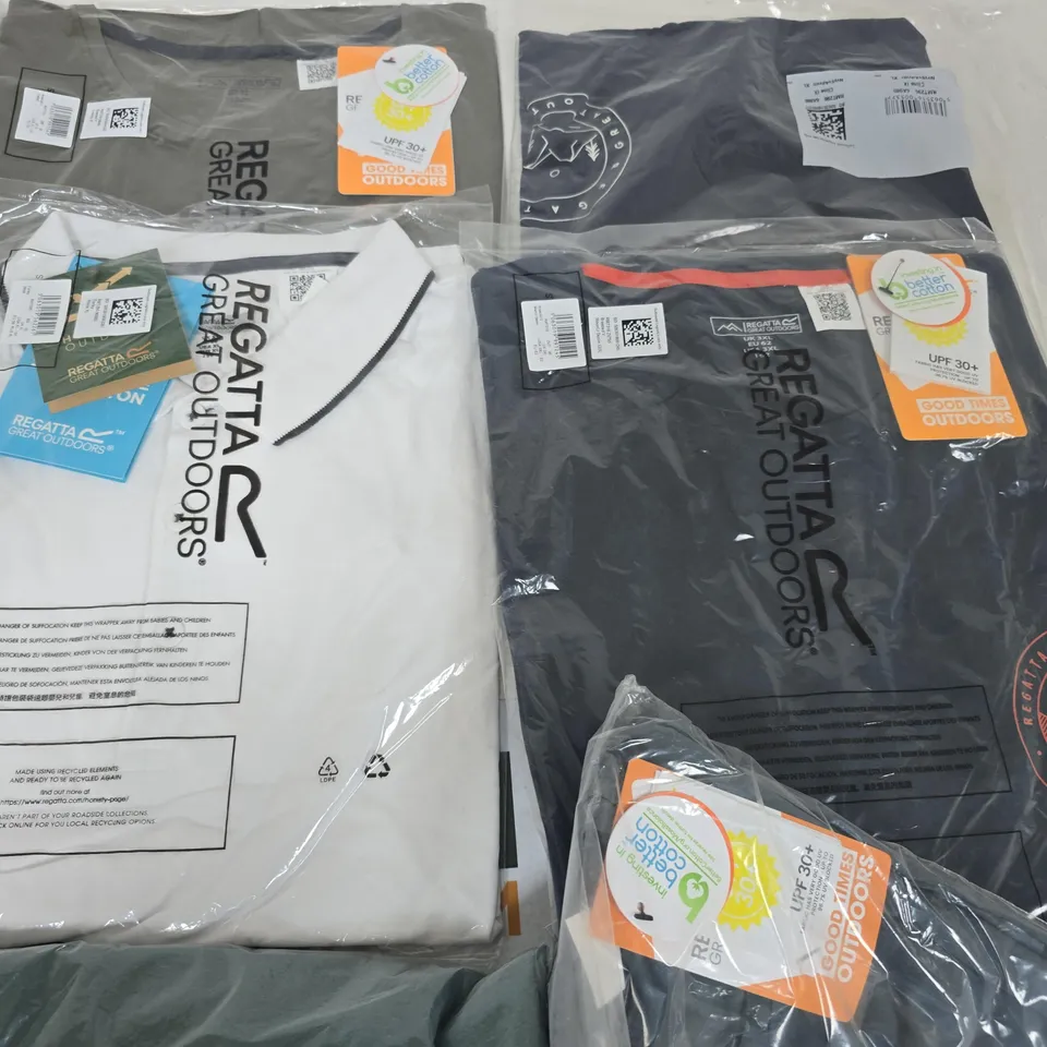 LOT OF 10 ASSORTED BRAND NEW REGATTA T-SHIRTS & IN VARIOUS STYLES, COLOURS AND SIZES
