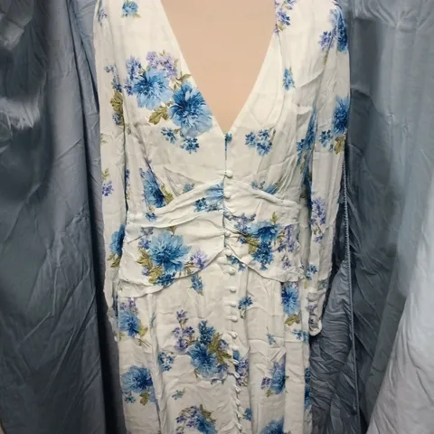 NOBODY'S CHILD LUNA MIDAXI DRESS – BLUE FLORAL PRINT, UK 16