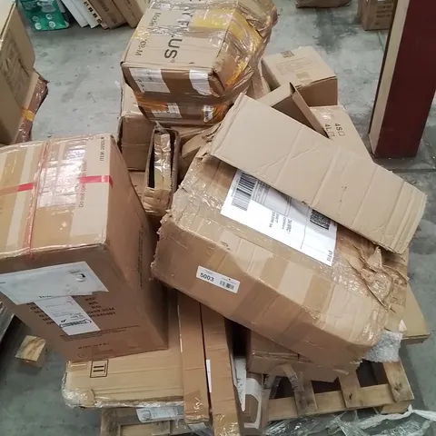 PALLET CONTAINING VARIOUS ASSORTED BOXED HOUSEHOLD RETURNS/ELECTRICAL/GARDEN ITEMS TO INCLUDE: CORDLESS DRILL,  MEAT GRINDER, STORAGE BOXES, PICNIC SET ETC. 