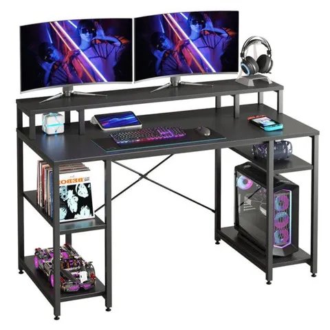 BOXED KINSLEE 55INCH COMPUTER DESK, OFFICE WORK DESK WITH MONITOR STAND (1 BOX)