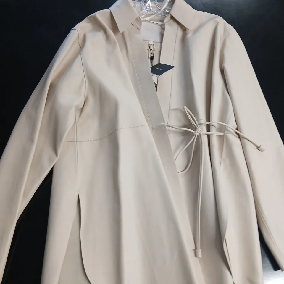 BRAND NEW MASSIMO DUTTI BEIGE LEATHER COAT – UK 14 (L)