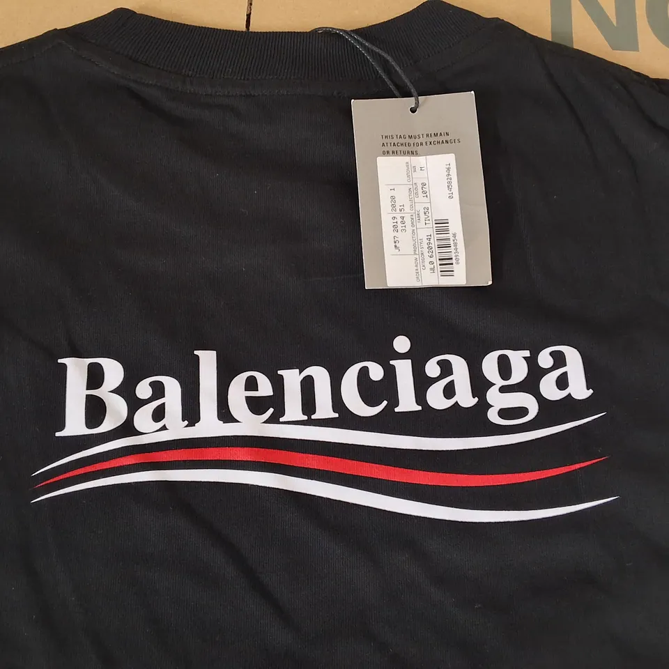 BALENCIAGA BLACK CREW T-SHIRT - L