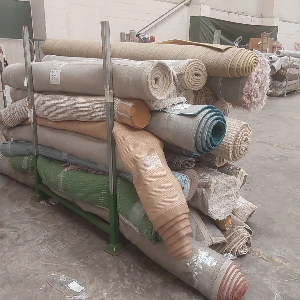 STILLAGE CONTAINING APPROXIMATELY 30x ASSORTED DESIGNER RUGS // STILLAGE NOT INCLUDED