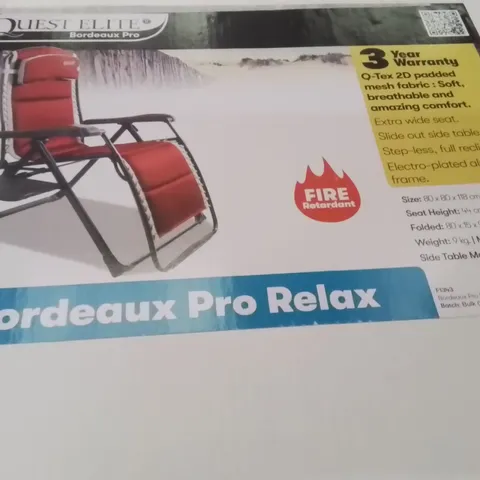 BOXED BORDEAUX PRO RELAX CAMPING CHAIR RED