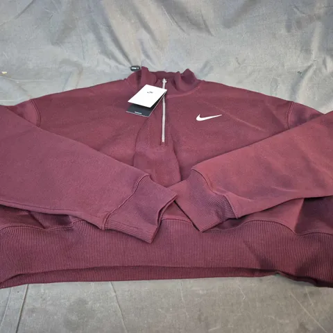 NIKE ZIP-THROUGH SWEATSHIRT – MAROON - SIZE M 