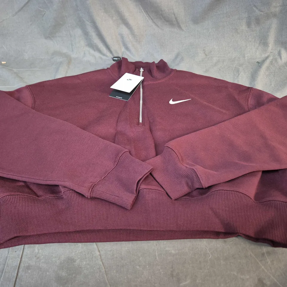 NIKE ZIP-THROUGH SWEATSHIRT – MAROON - SIZE M