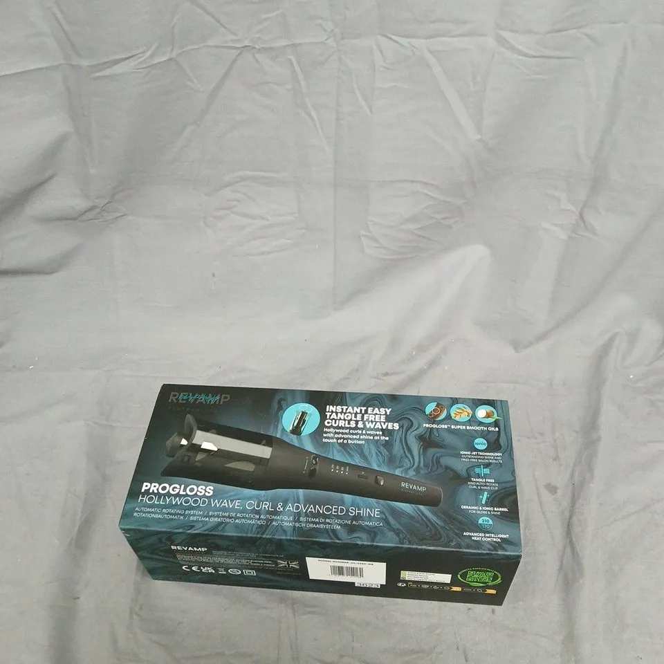 REVAMP PROGLOSS HOLLYWOOD WAVE CURL & ADVANCED SHINE CURLING WAND – BOXED