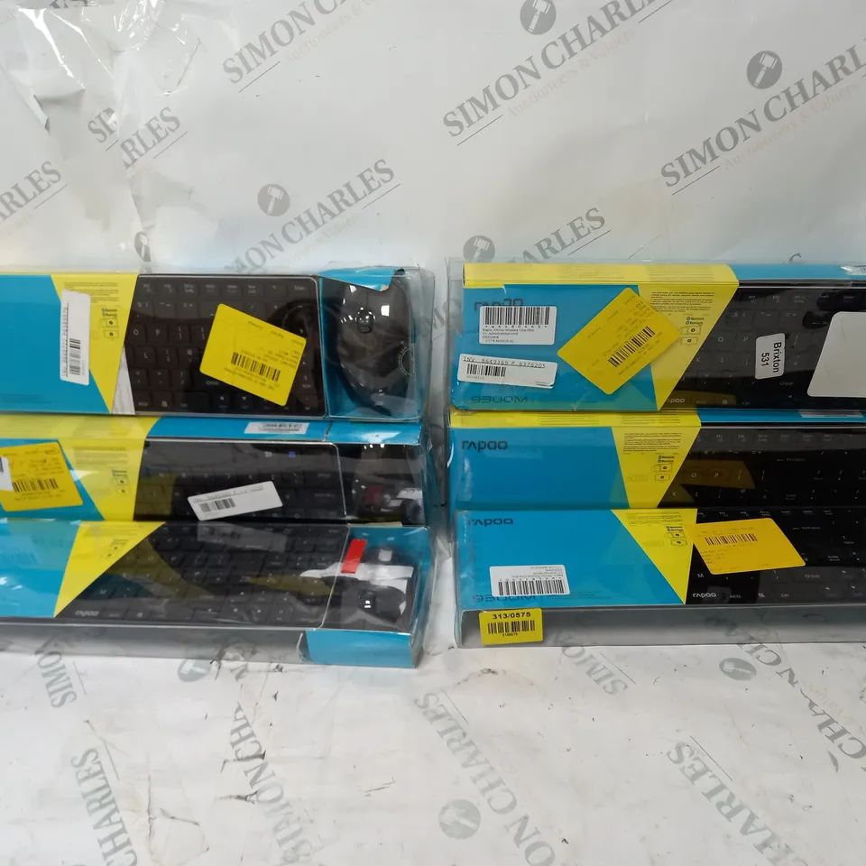 6 BOXED RAPOO 9300M WIRELESS KEYBOARD AND MOUSE COMBO IN BLACK