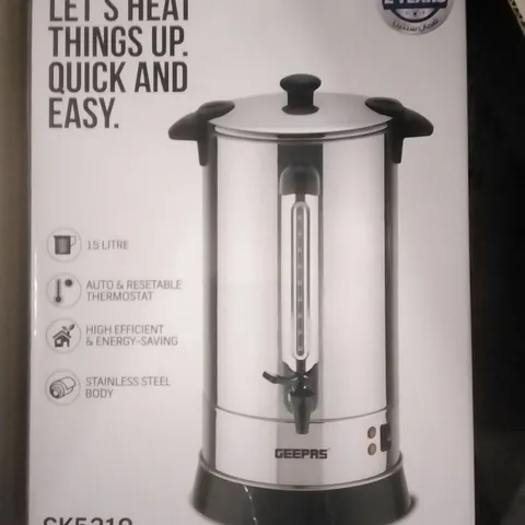 BOXED 15 LITRE GEEPAS ELECTRIC KETTLE