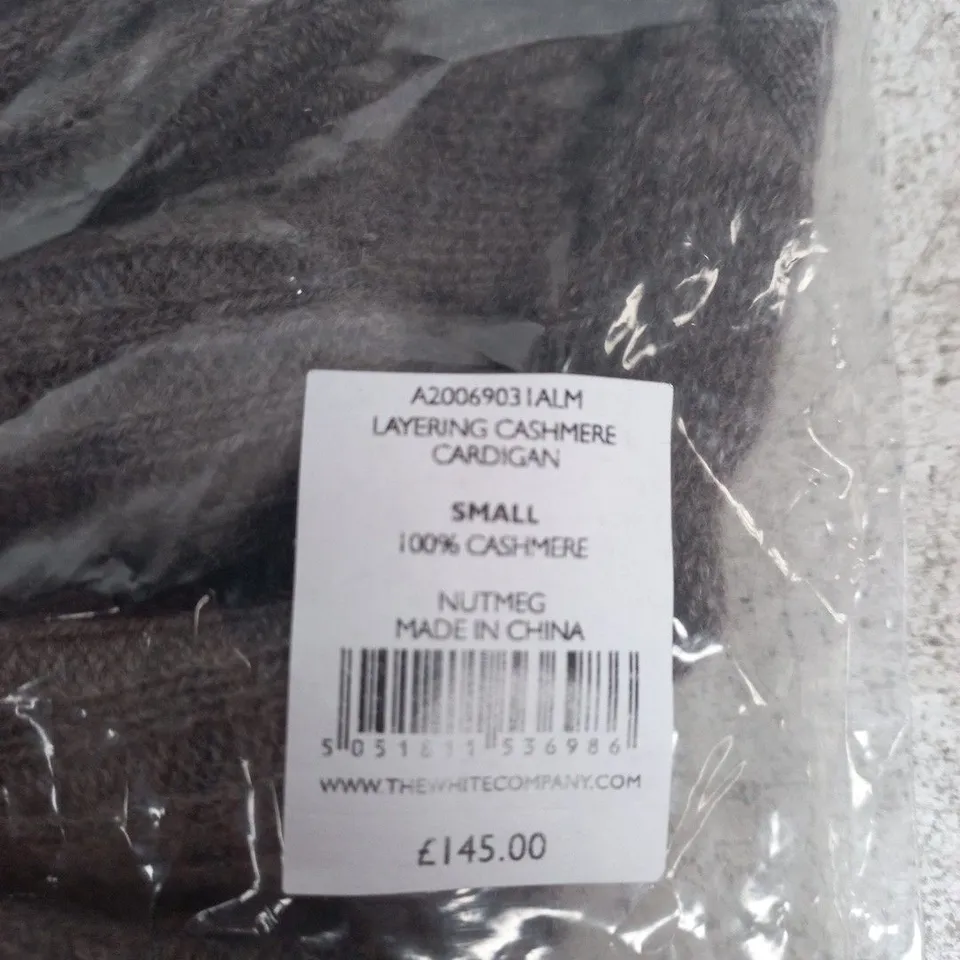 THE WHITE COMPANY LAYERING CASHMERE CARDIGAN – NUTMEG, SMALL