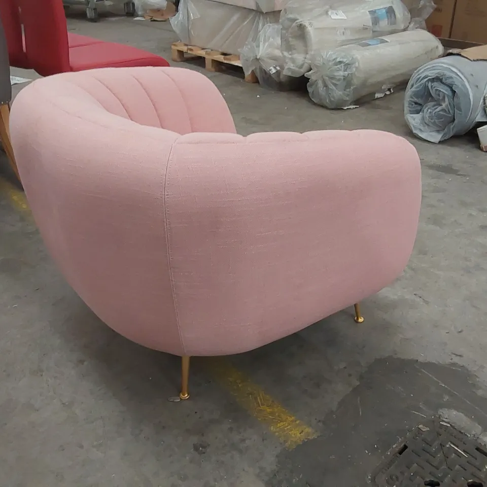 DESIGNER PINK FABRIC UPHOLSTERED ARM CHAIR