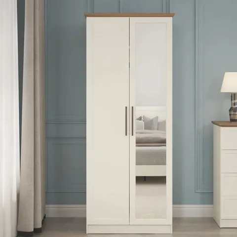 BOXED FEYA 2 DOOR WARDROBE WITH MIRROR (1 BOX)