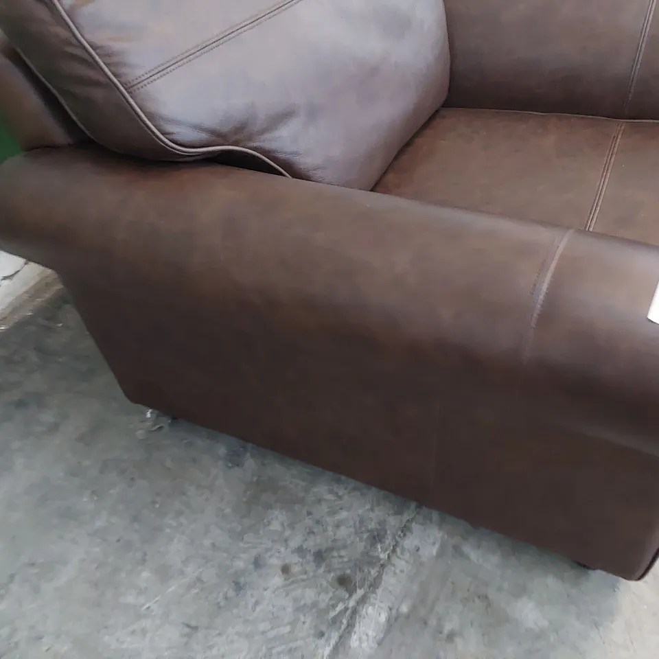 QUALITY BRITISH DESIGNER LOUNGE Co. SCROLL ARM EASY CHAIR BROWN LEATHER 
