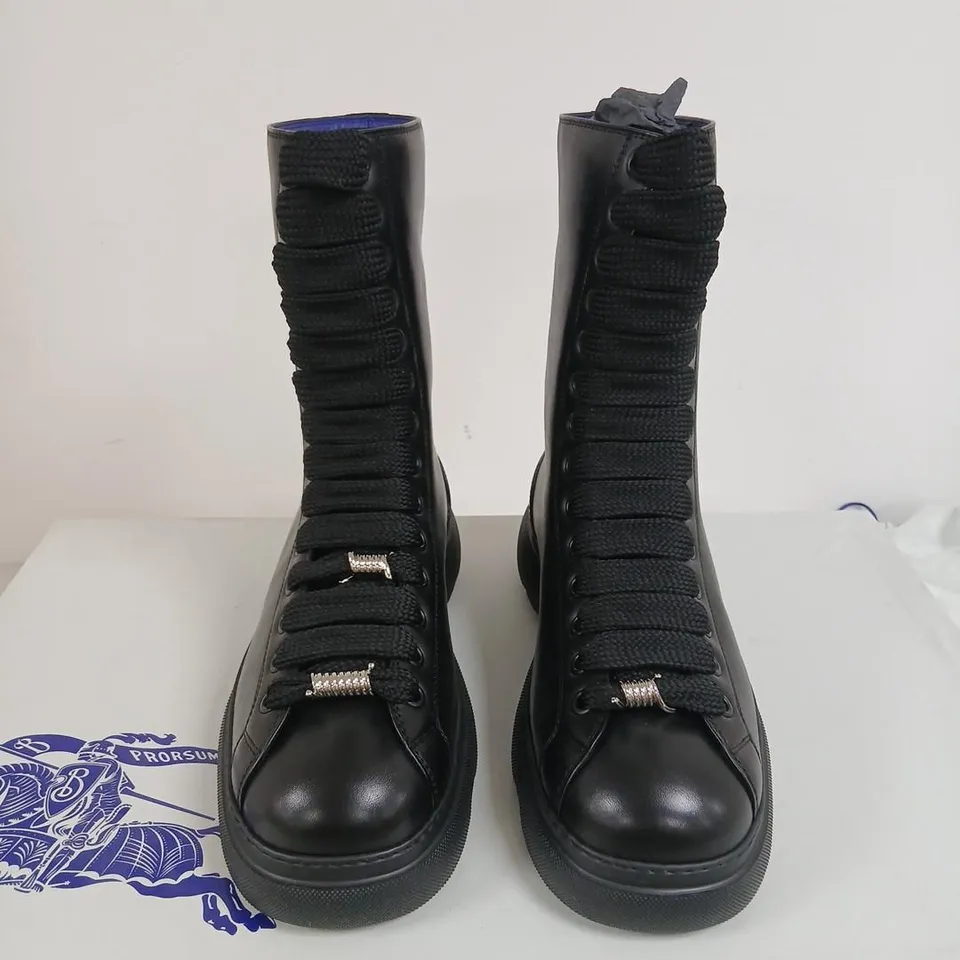 BURBERRY LEATHER COMBAT BOOTS – BLACK, UK 10 (EU 44)