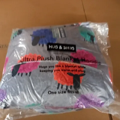 BAGGED HUG& SNUG PLUSH BLANKET HOODIE - ONE SIZE