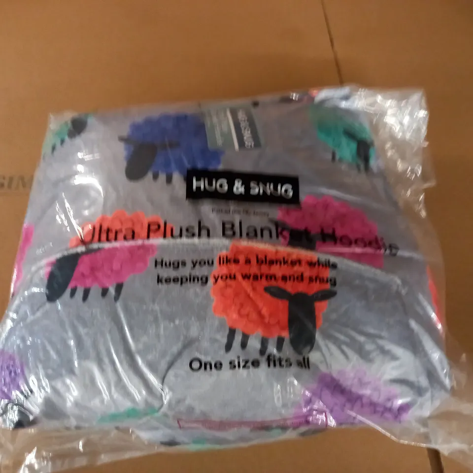 BAGGED HUG& SNUG PLUSH BLANKET HOODIE - ONE SIZE