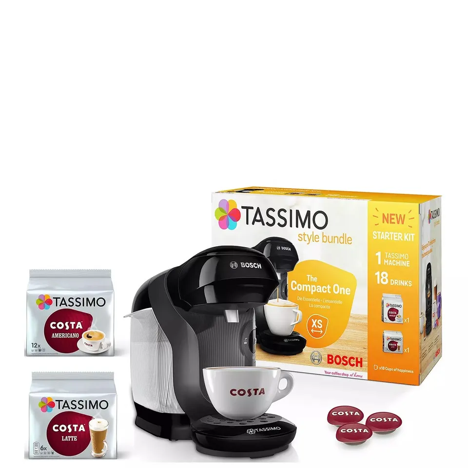 BOSCH TASSIMO STYLE COFFEE MACHINE WITH 2 PACK OF TASSIMO DISCS