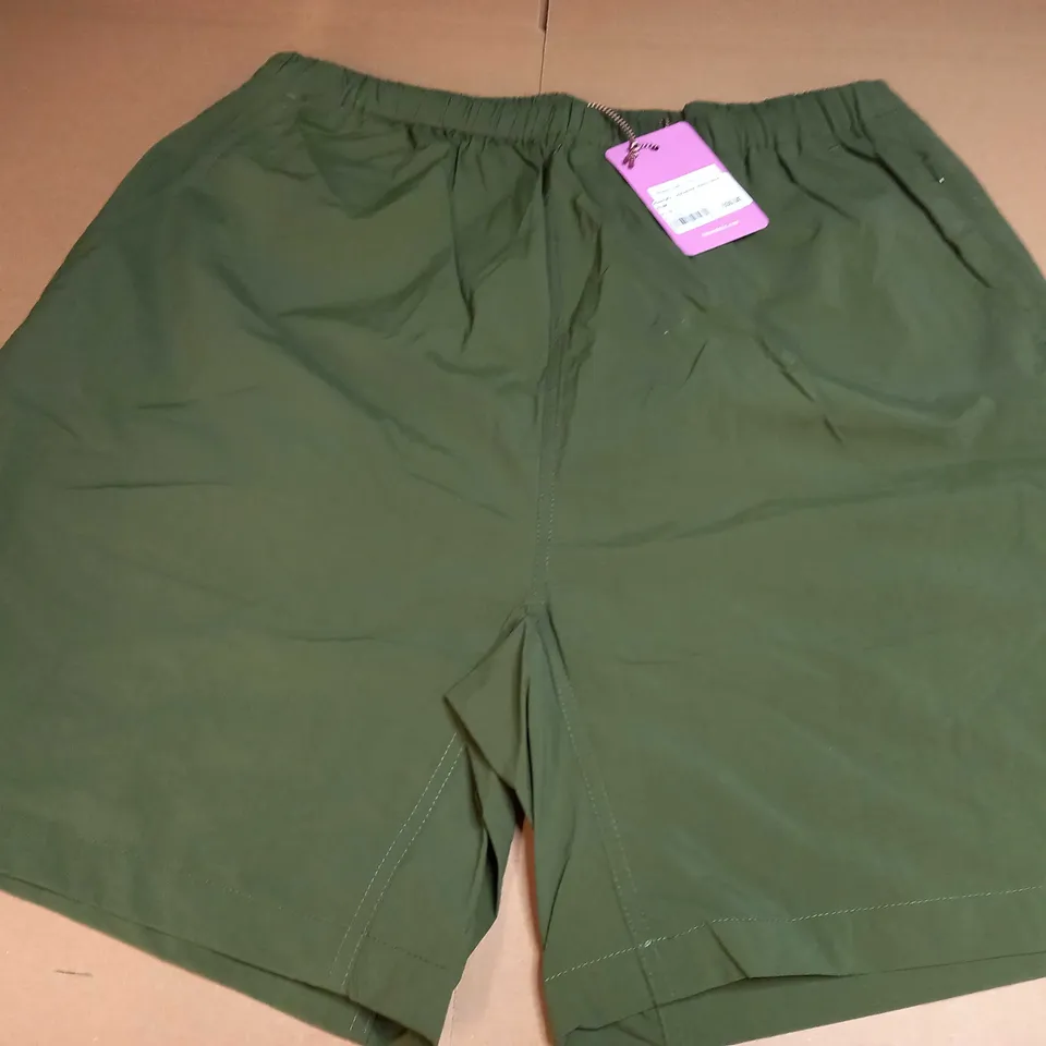 HIKERDELIC LIGHTWEIGHT HIKING SHORTS IN KHAKI GREEN - LARGE