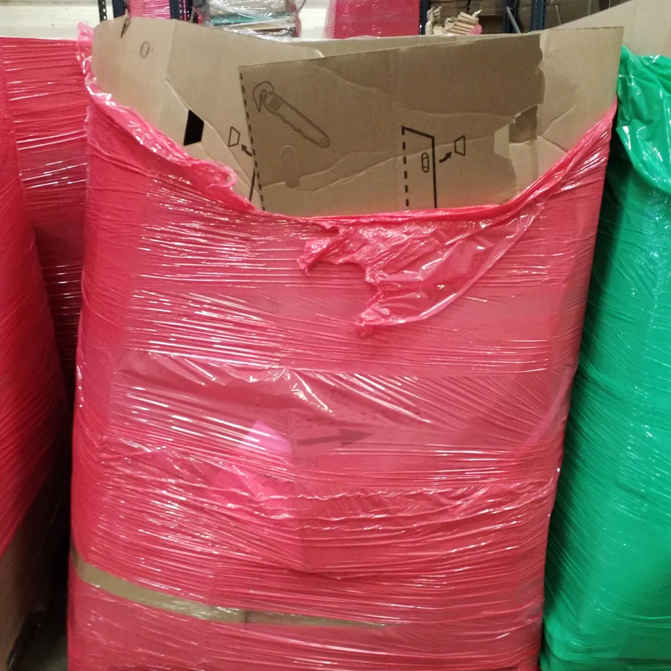 PALLET OF ASSORTED PRODUCTS INCLUDING COOKER HOOD, LUXURY AIR BED, STAND HAIR DRYER, HD DISC PLAYER