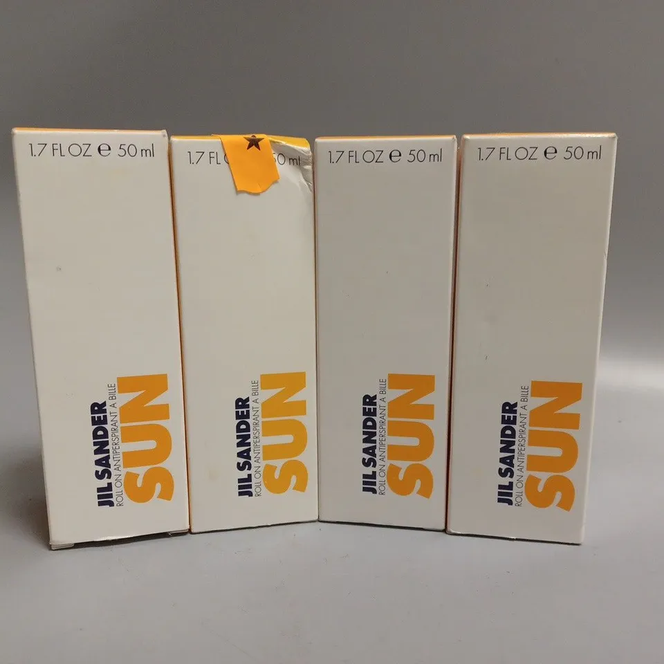 4 BOXED JIL SANDER SUN ROLL ON ANTIPERSPIRANT 50ML 