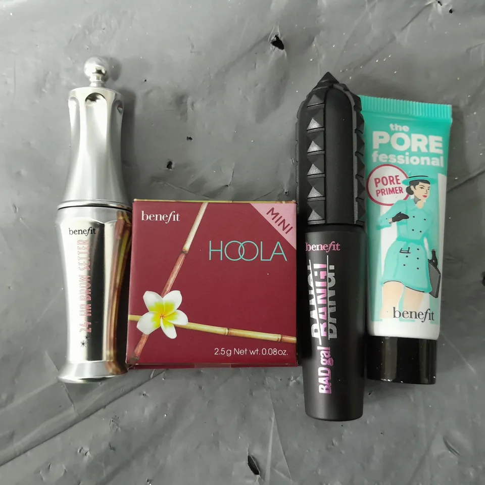 BOXED BENEFIT A-LIST BADGAL BANG MASCARA, HOOLA BRONZER, POREFESSIONAL PRIMER & 24HR BROW SETTER GIFT SET