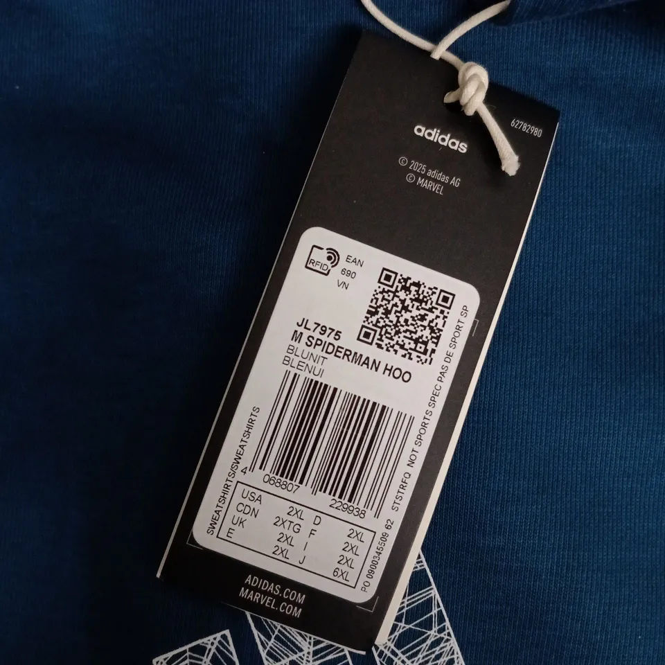 ADIDAS MARVEL SPIDER-MAN HOODIE – BLUE, UK 2XL