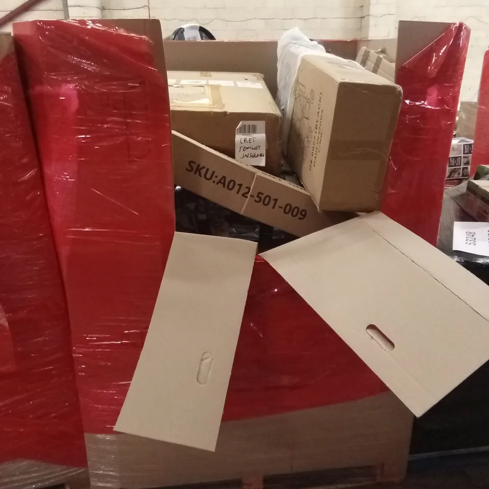 PALLET OF ASSORTED HOUSEHOLD GOODS AND PRODUCTS TO INCLUDE; BOXED FURNITURE ETC