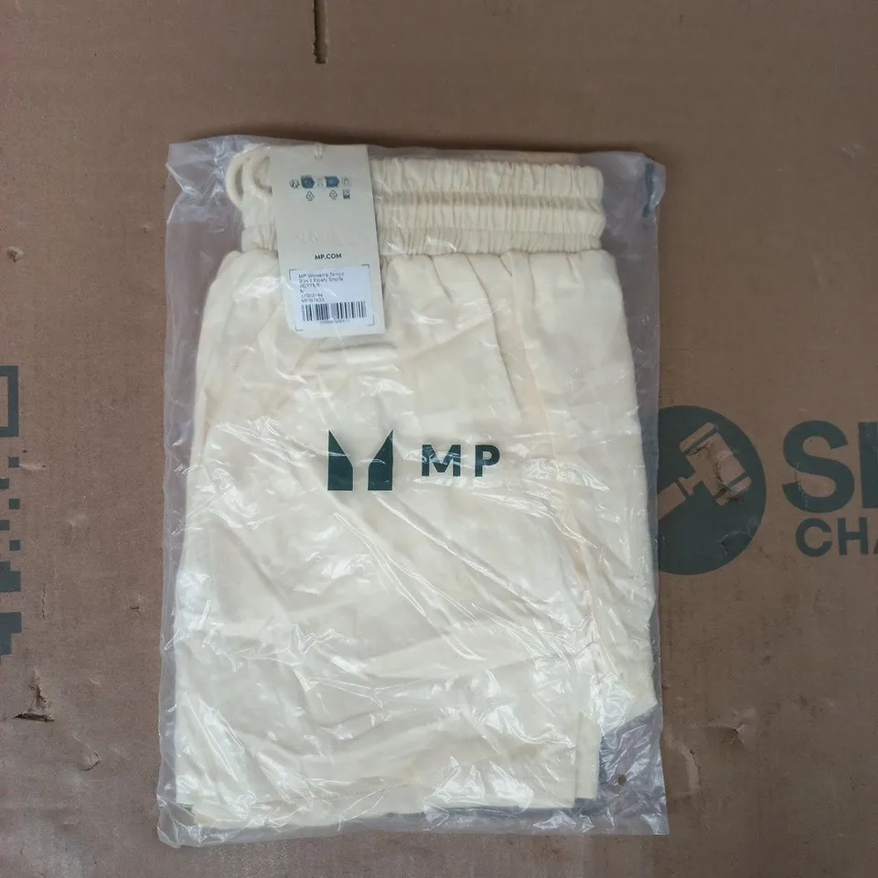 BAGGED MP WOMEN'S TEMPO 2-IN-1 FLOATY SHORTS IN BUTTER SIZE MEDIUM