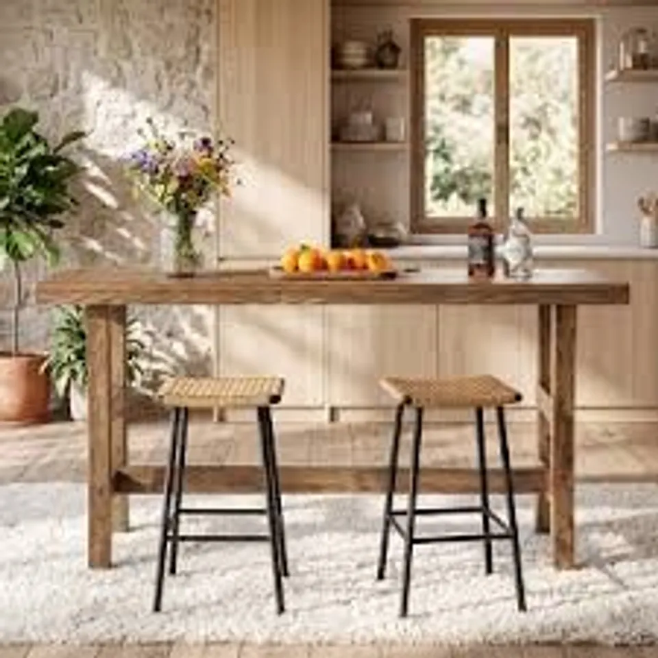BOXED LANTINE 63" SOLID WOOD COUNTER HEIGHT PUB BAR TABLE